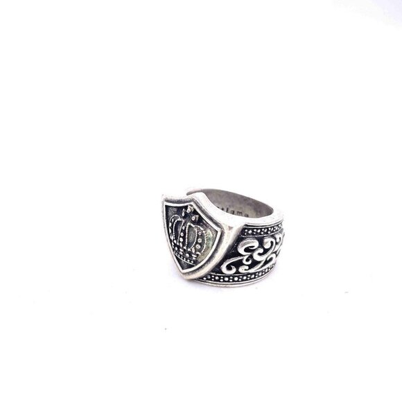 Stigma Oxidized Crown Ring Men's Silver Tone Size 12 - Picture 3 of 6